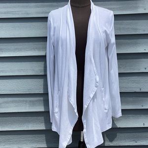 Lord & Taylor Open Drape White Cardigan Petite Medium